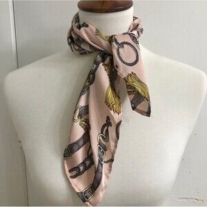 Silk Equestrian Print Pink Scarf
